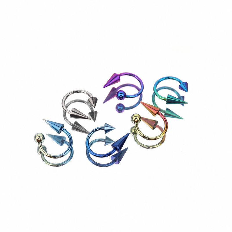 Horseshoe ring and circular barbell jewelry styles