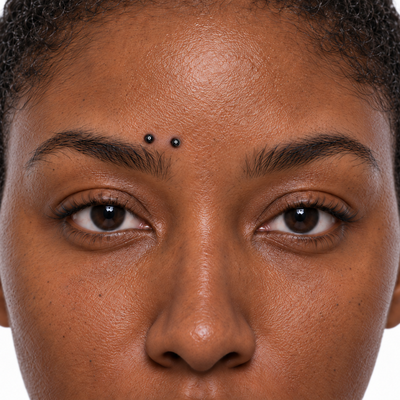 Horizontal eyebrow piercing placement