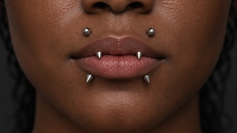 Lip piercing jewelry placement