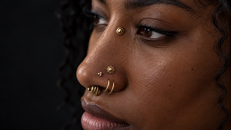 Nose piercing jewelry placement