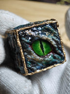 Handmade 30mm Serpent Eye D6 Dice - Gilded Scaled Monster Resin Die - Crux Jewelry product image 1