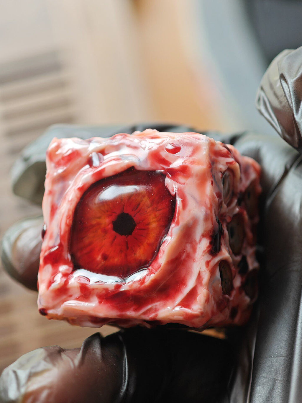 Handmade 30mm Bloody Eyeball D6 Dice | Horror Flesh & Blood Curio | RPG Oddity Collection - Crux Jewelry product image 3