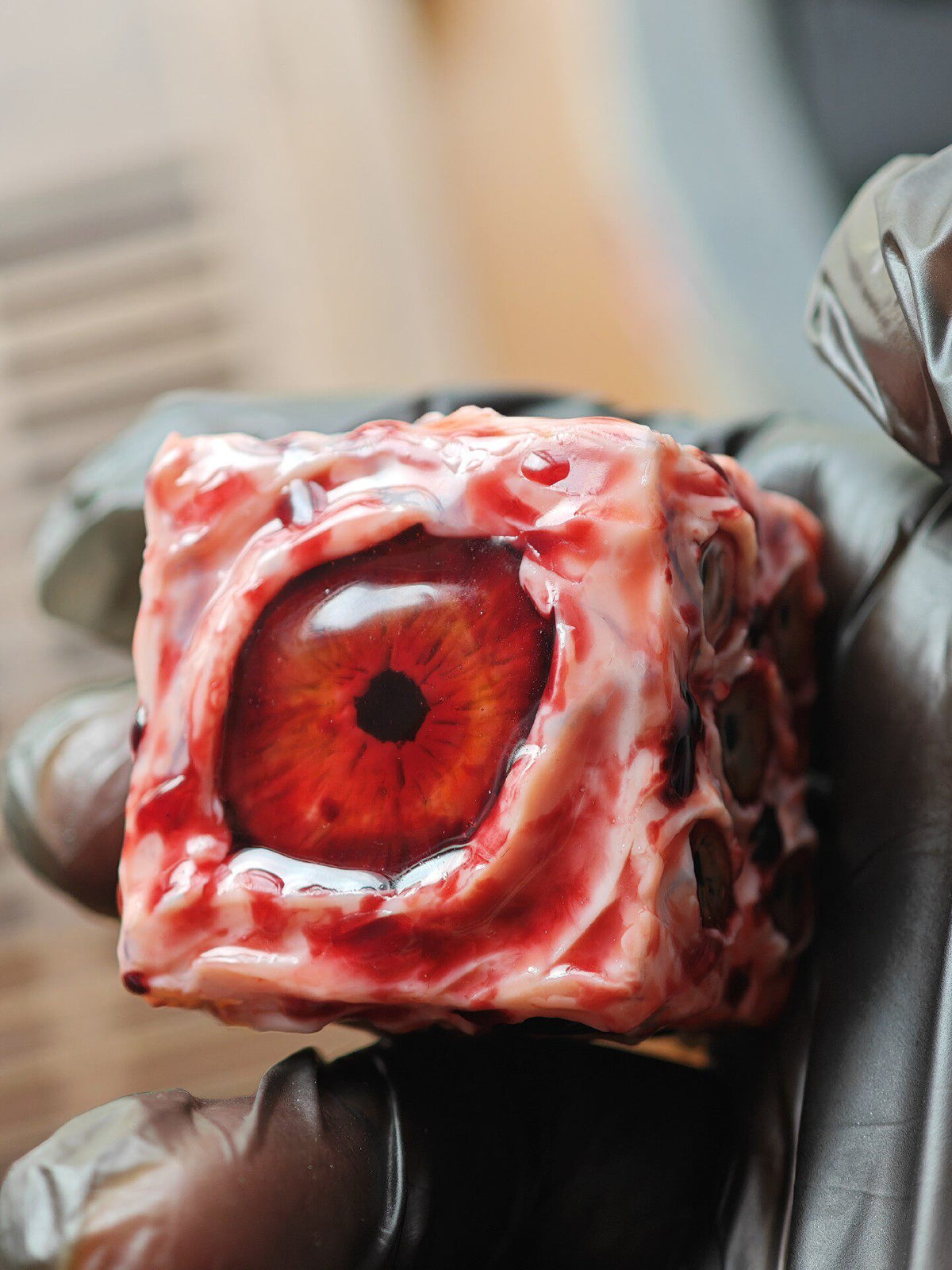 Handmade 30mm Bloody Eyeball D6 Dice | Horror Flesh & Blood Curio | RPG Oddity Collection - Crux Jewelry product image 3