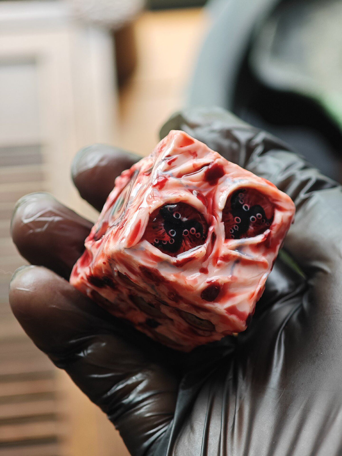 Handmade 30mm Bloody Eyeball D6 Dice | Horror Flesh & Blood Curio | RPG Oddity Collection - Crux Jewelry product image 4