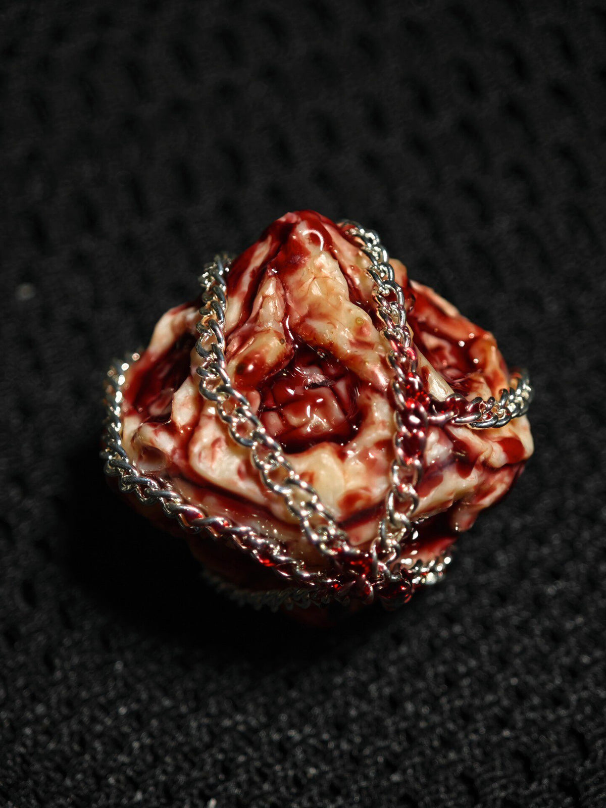 Handmade 35mm Bound Flesh D6 Dice - Chained Gory Meat Resin Artifact - Crux Jewelry product image 5