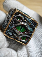 Handmade 30mm Serpent Eye D6 Dice - Gilded Scaled Monster Resin Die - Crux Jewelry product image 5