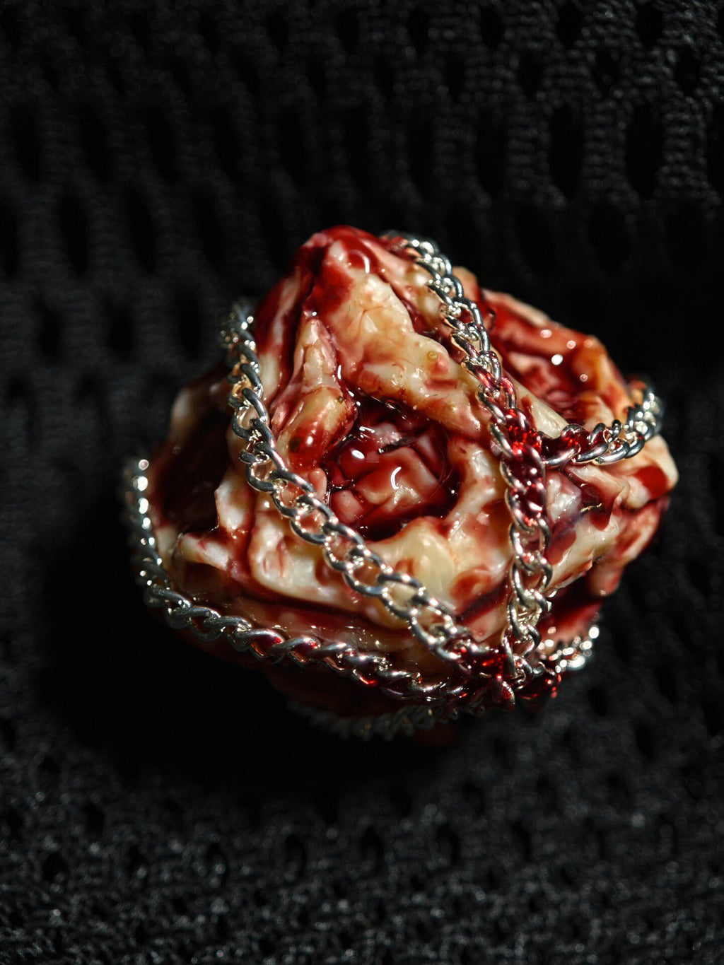 Handmade 35mm Bound Flesh D6 Dice - Chained Gory Meat Resin Artifact - Crux Jewelry product image 7