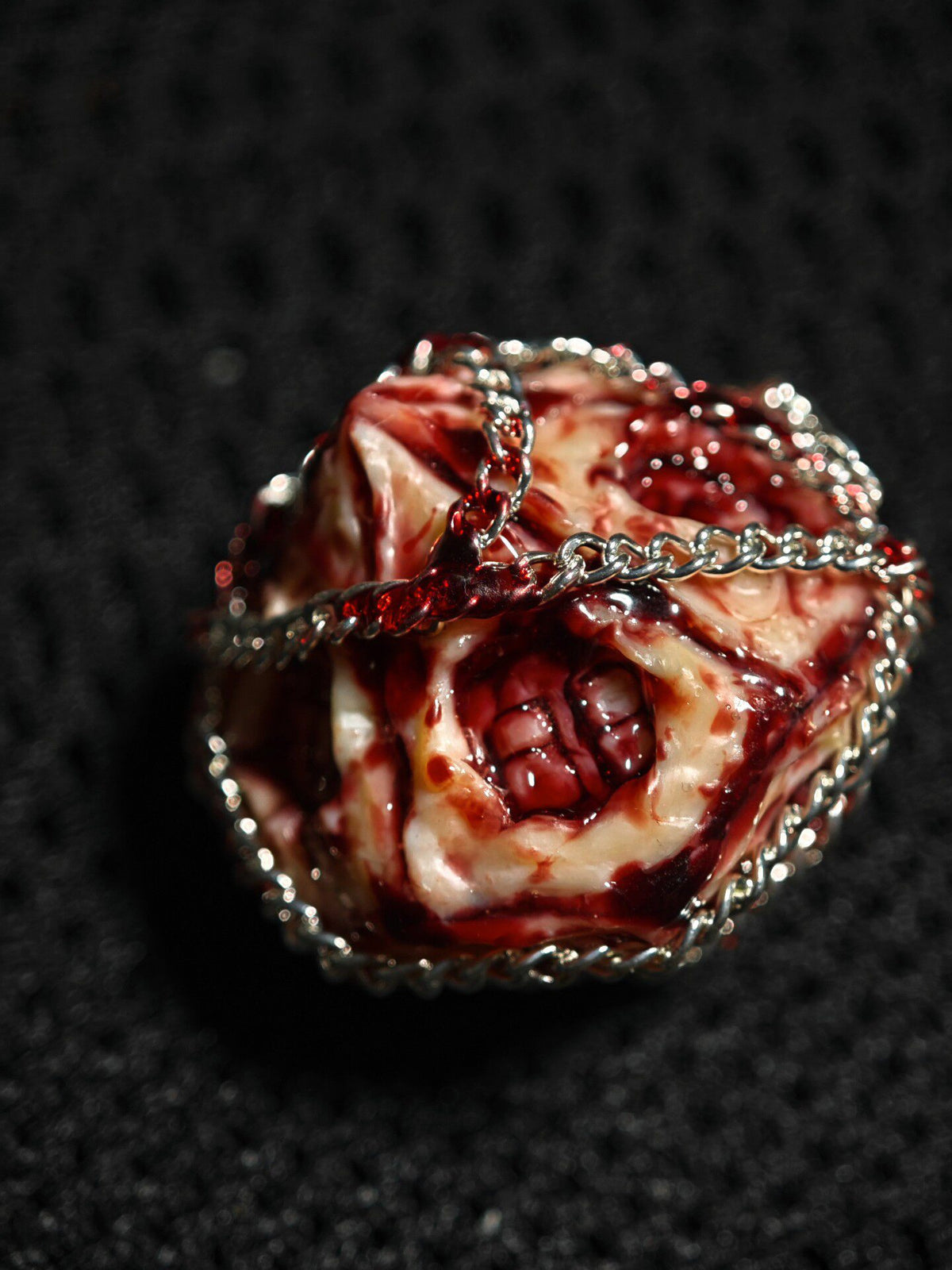 Handmade 35mm Bound Flesh D6 Dice - Chained Gory Meat Resin Artifact - Crux Jewelry product image 8