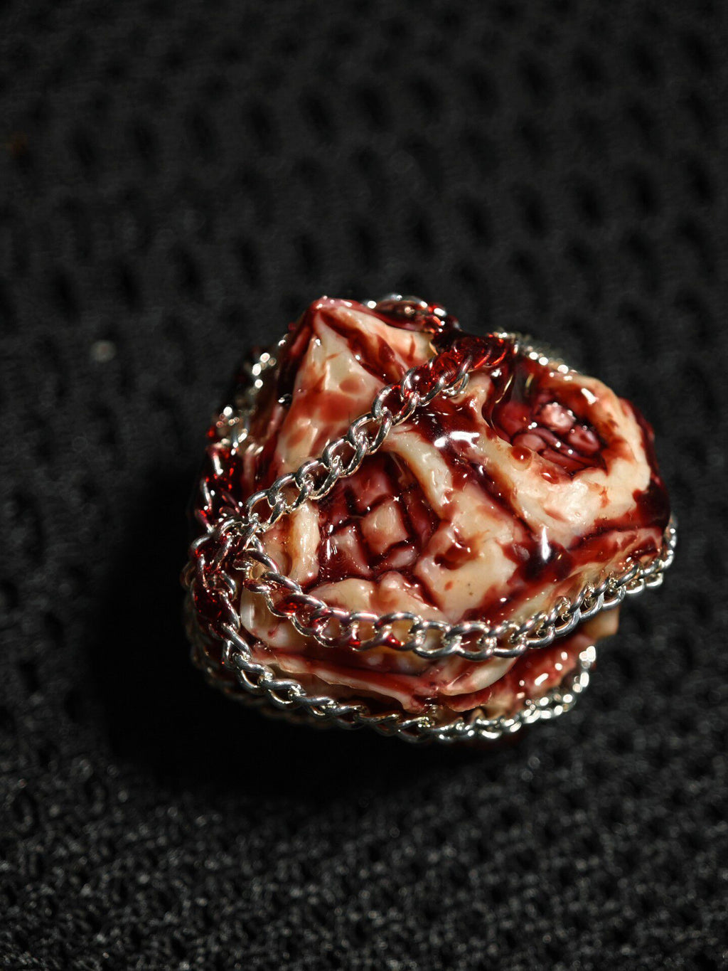 Handmade 35mm Bound Flesh D6 Dice - Chained Gory Meat Resin Artifact - Crux Jewelry product image 9