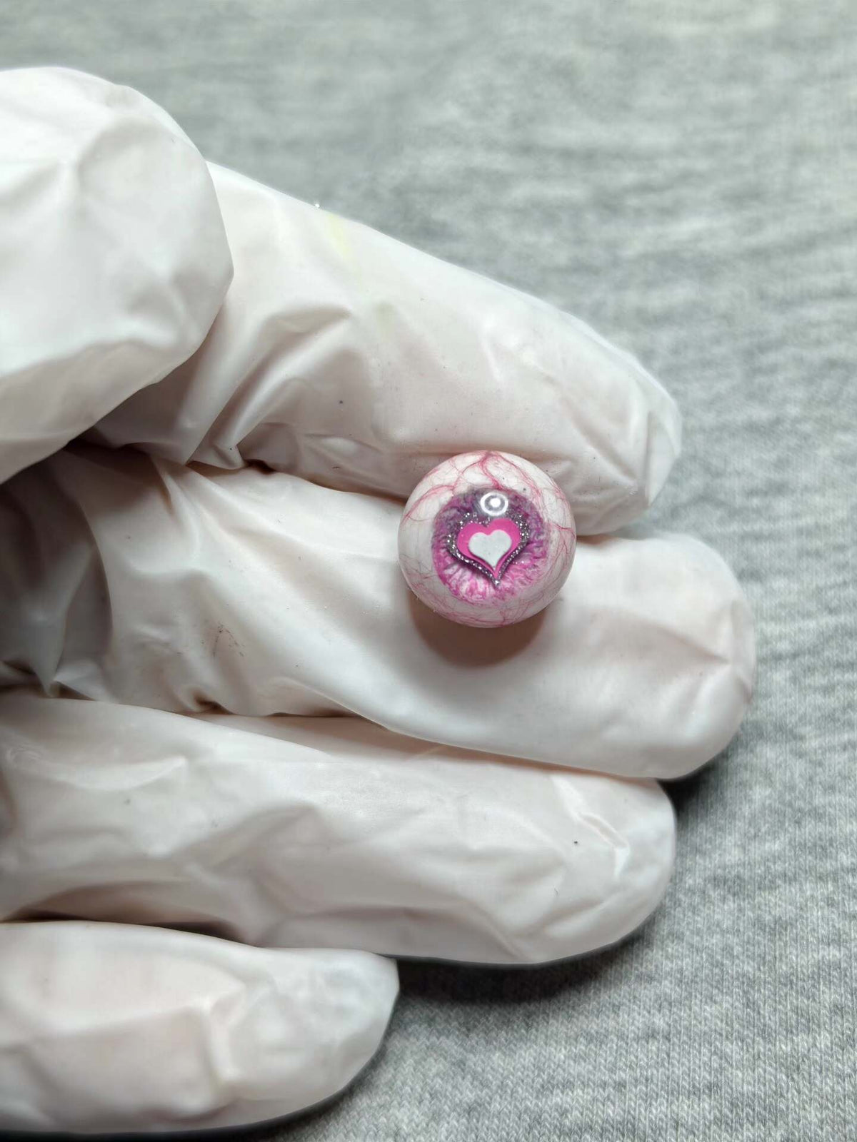 Artisan Heart-Pupil Bloodshot Eyeball | Titanium Eyeball Tongue/Ear/Lip Stud - Crux Jewelry product image 3
