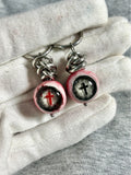 Sacred Torment | Heavy Chain Bloodshot Cross Eyeball Earrings - Crux Jewelry product image 1