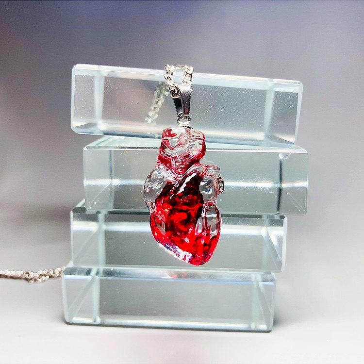 "Blood Ruby" Translucent Red Heart Necklace - Gummy Resin Pendant - Crux Jewelry product image 3