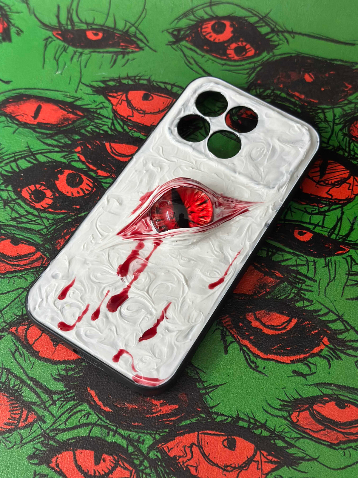 "Blood Tears" Handmade 3D Phone Case | Gothic Horror Weeping Eye Art | Custom Texture... - Crux Jewelry product image 1