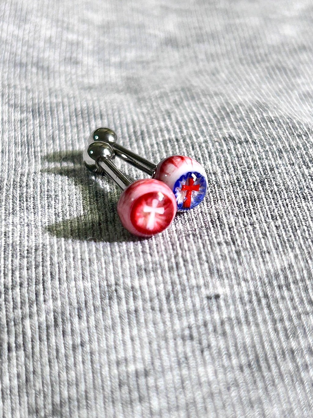Tears of the Fallen Heretic | Titanium Holy Cross Eyeball Stud - Crux Jewelry product image 1