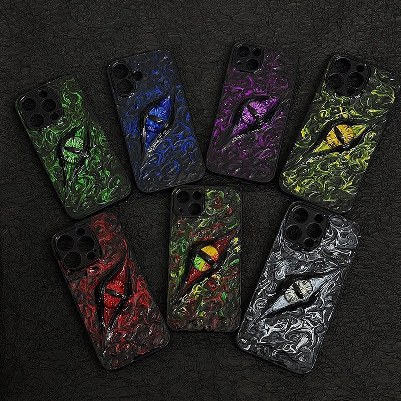 "Elemental Chaos" Marbled Dragon Eye 3D Phone Case | Swirling Texture Resin Cover - Crux Jewelry product image 1