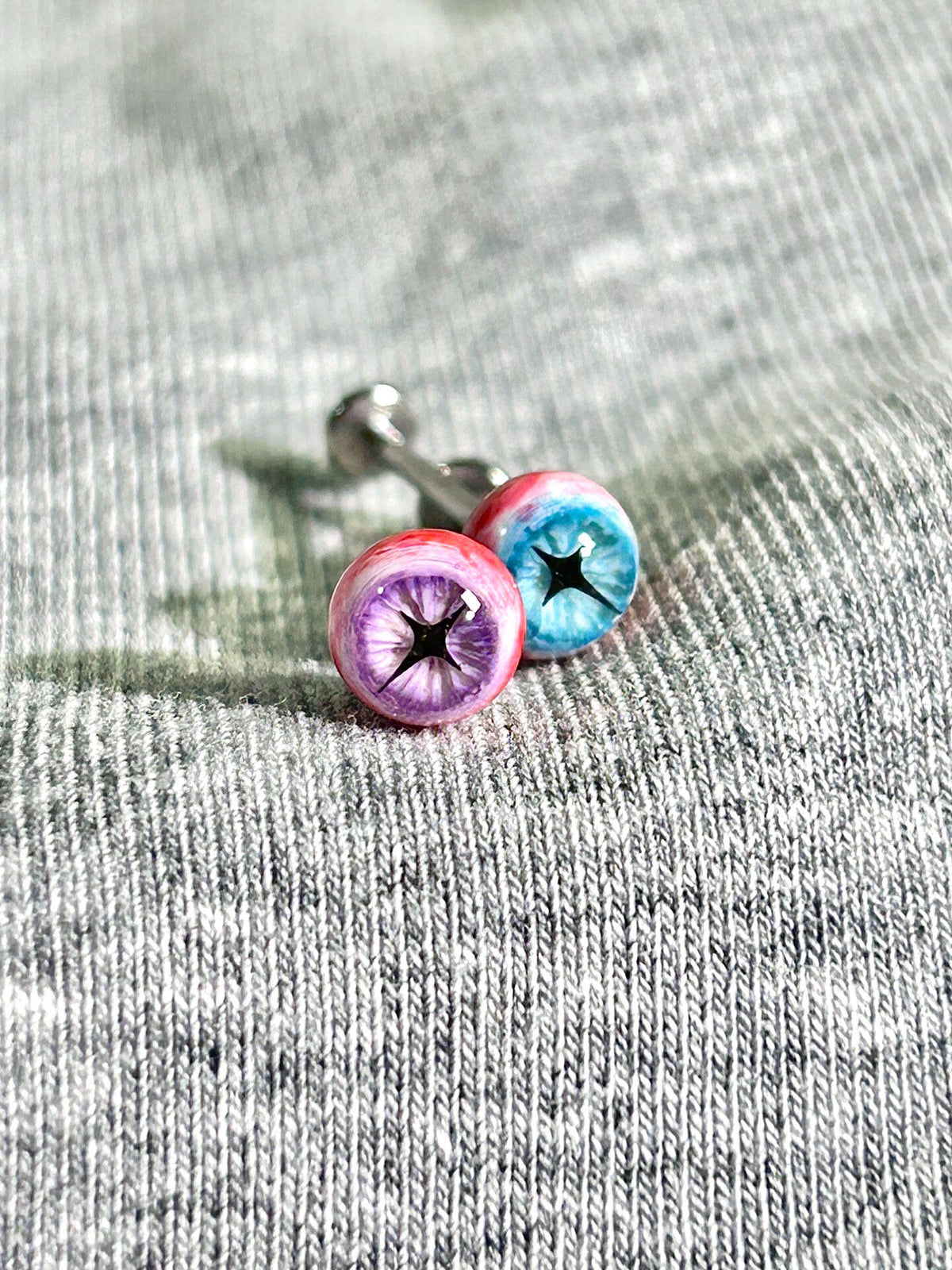 Handcrafted Titanium Star Pupil Eyeball Piercing | Cosmic Cross Eye Stud - Crux Jewelry product image 1