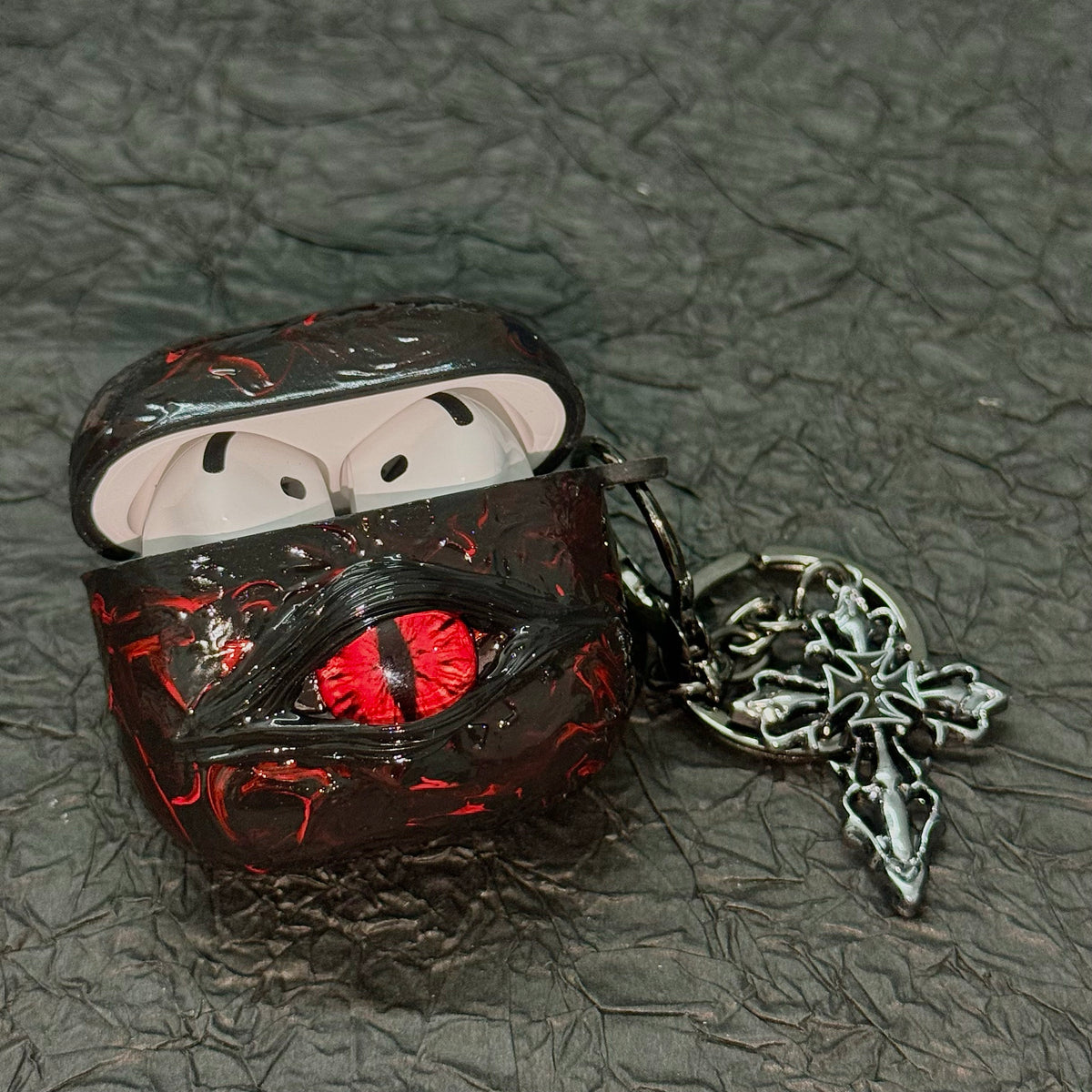 "Pocket Monster" 3D Multi-Eye AirPods Case | Handmade Horror Gore & Glow Texture Cover - Crux Jewelry product image 9