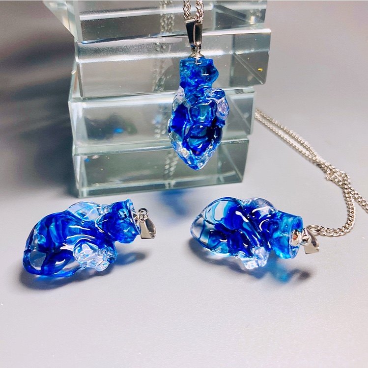 "Frozen Soul" Translucent Blue Heart Necklace - Ice Resin Pendant - Crux Jewelry product image 1