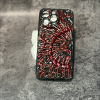 "Gothic Relics" 3D Embossed Phone Case | Bloody Cross, Fallen Angel & Spine Ribcage Art - body jewelry 4