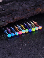 ASTM F136 Titanium Aurora Opal Spike Stud - Edgy Fairycore Cartilage Piercing - Crux Jewelry product image 1