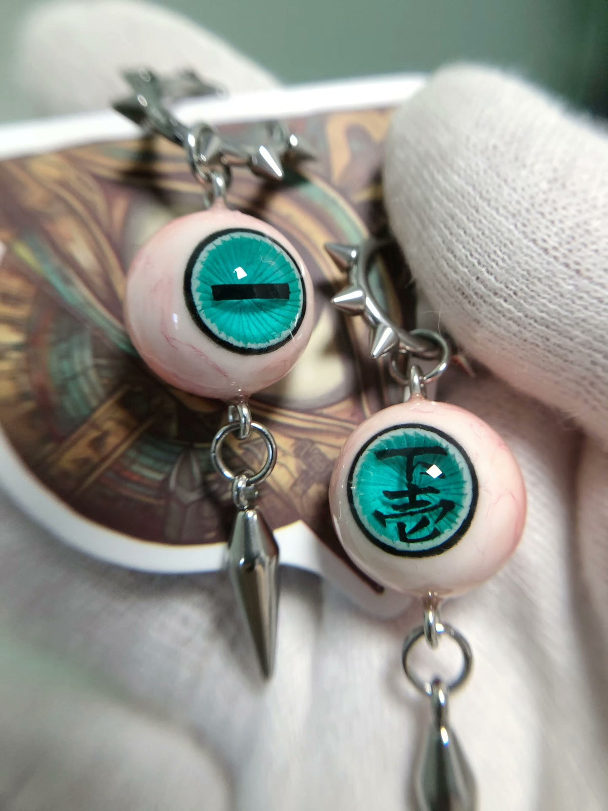 Hypnotic Nightmare | Lower Rank One Enmu Inspired Eyeball Earrings - Crux Jewelry product image 3