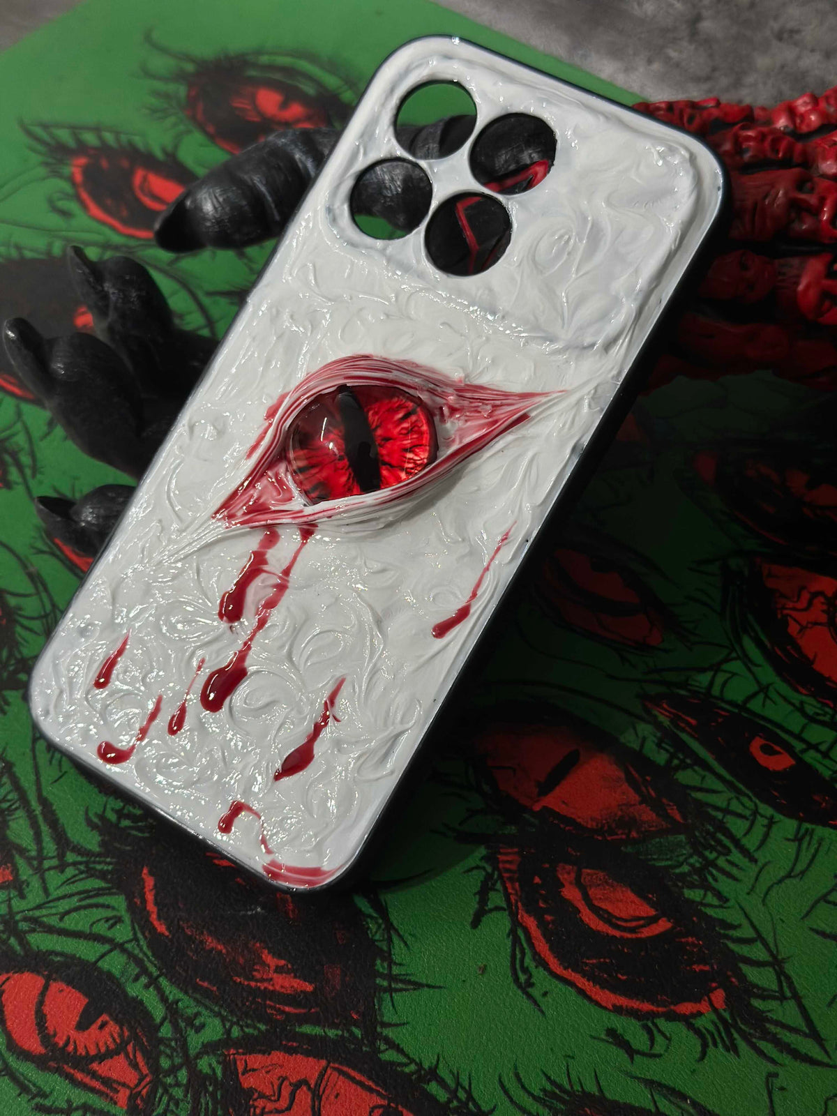 "Blood Tears" Handmade 3D Phone Case | Gothic Horror Weeping Eye Art | Custom Texture... - Crux Jewelry product image 2