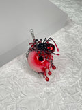 Red Tentacle Heart Layered Necklace - Silver Spider & Cross Charms - Crux Jewelry product photo