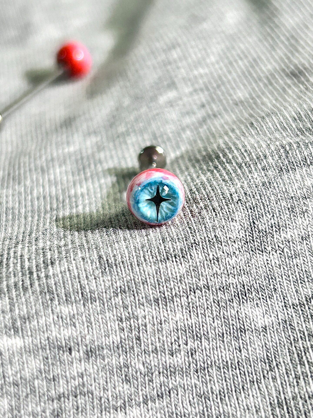 Handcrafted Titanium Star Pupil Eyeball Piercing | Cosmic Cross Eye Stud - Crux Jewelry product image 3