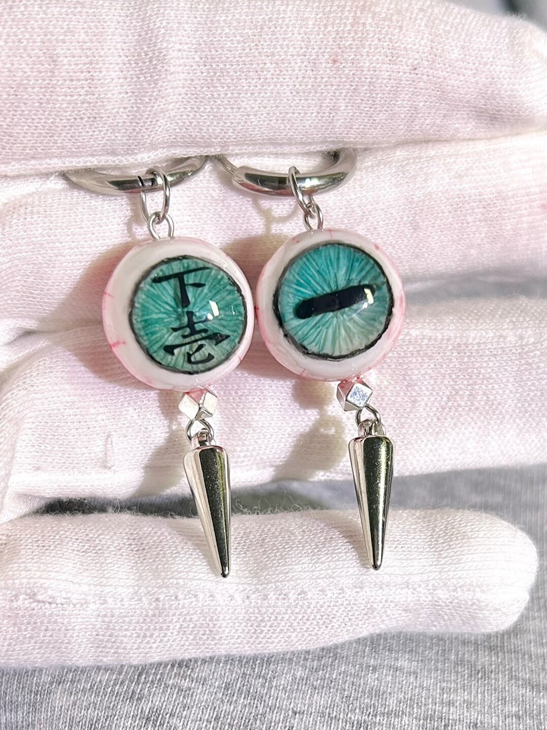 Hypnotic Nightmare | Lower Rank One Enmu Inspired Eyeball Earrings - Crux Jewelry product image 1