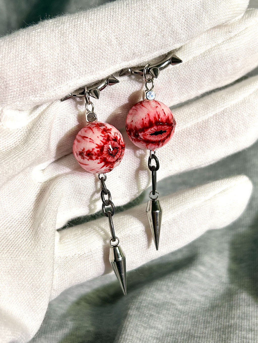Flesh and Blood | Macabre Body Horror Spike Drop Earrings - Crux Jewelry product image 5