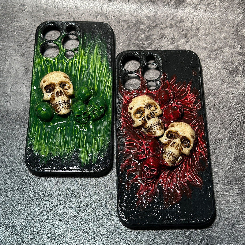 "Eternal Decay" 3D Realistic Skull Phone Case | Handmade Gothic Dripping Texture Art - Crux Jewelry product image 4