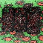"Gothic Relics" 3D Embossed Phone Case | Bloody Cross, Fallen Angel & Spine Ribcage Art - body jewelry 1