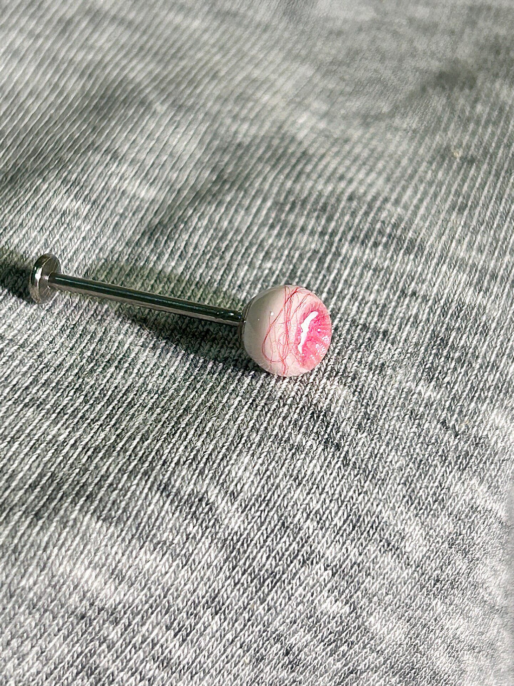 Titanium Horizontal Slit Eyeball Piercing Stud | Goat Eye Labret - Crux Jewelry product image 2
