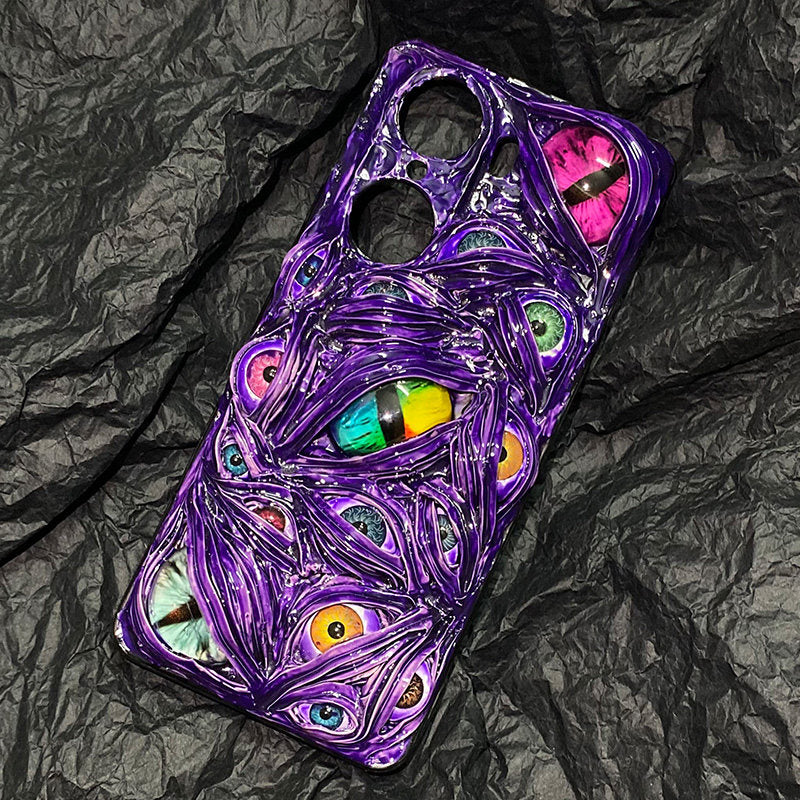 "Prismatic Void" 3D Slime Phone Case | Holographic Dragon Eye & Wet Texture Art - Crux Jewelry product image 1