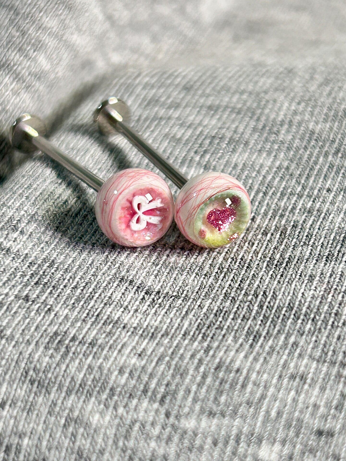 Handcrafted Titanium Dark Coquette Eyeball Piercing | Pastel Goth Labret Stud - Crux Jewelry product image 2