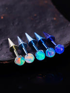 ASTM F136 Titanium Aurora Opal Spike Stud - Edgy Fairycore Cartilage Piercing - Crux Jewelry product image 3