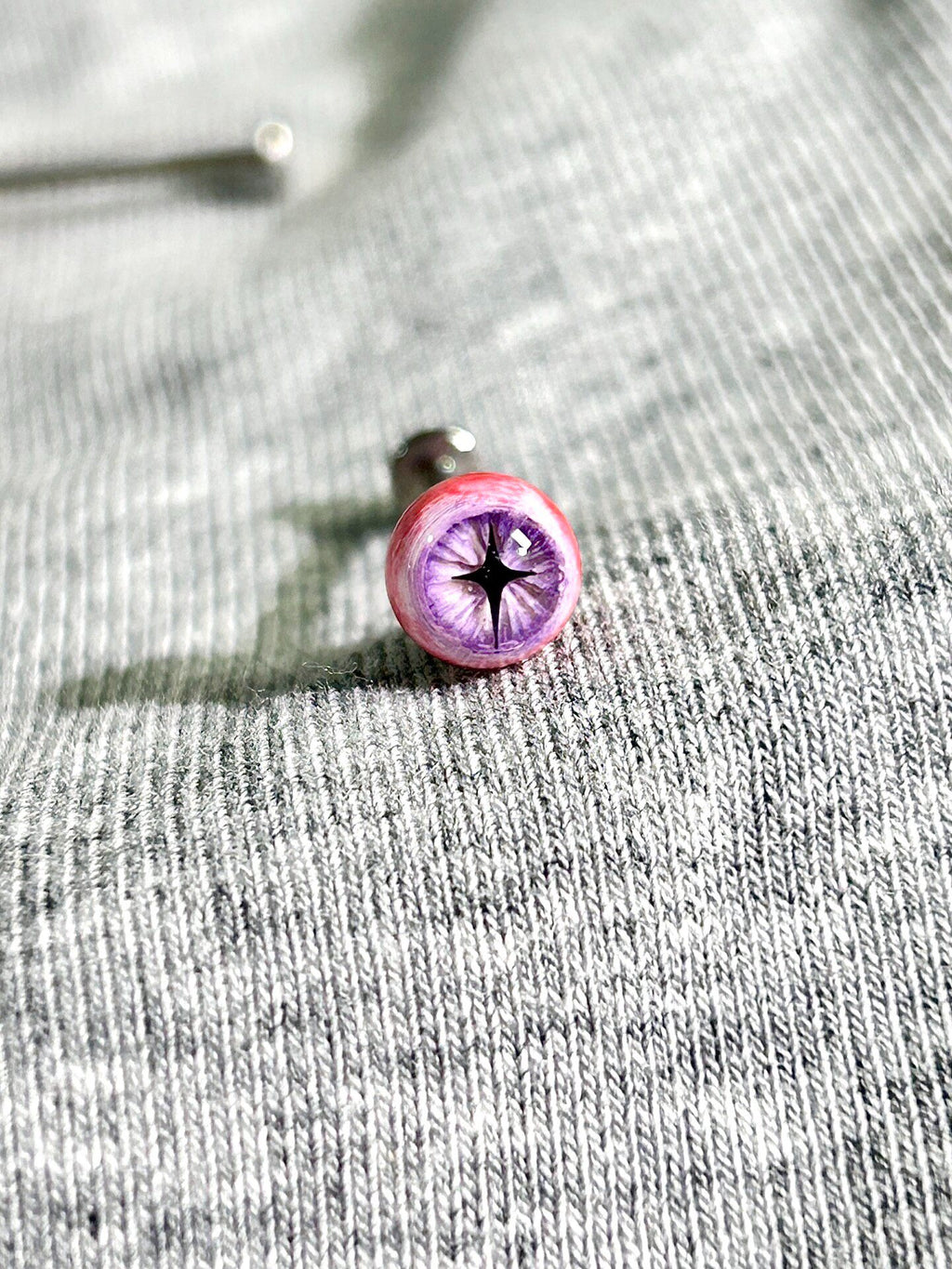 Handcrafted Titanium Star Pupil Eyeball Piercing | Cosmic Cross Eye Stud - Crux Jewelry product image 4