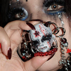 Occult Vampire Demon Doll Face Necklace - Bloody Pentagram, Fangs & Heavy Chains With... - Crux Jewelry product image 3