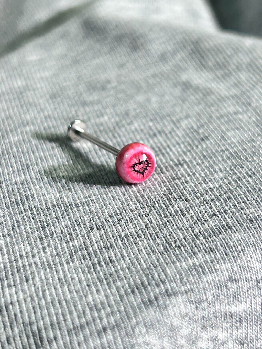 Handcrafted Titanium Spiky Heart Pupil Eyeball Stud - ear and cartilage jewelry 1