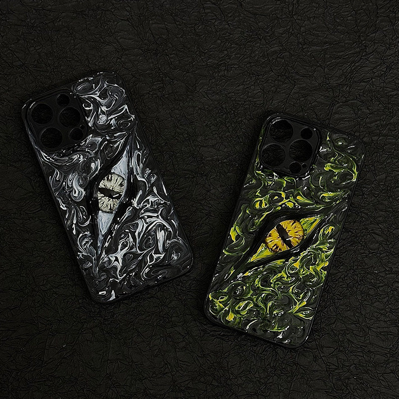 "Elemental Chaos" Marbled Dragon Eye 3D Phone Case | Swirling Texture Resin Cover - Crux Jewelry product image 3