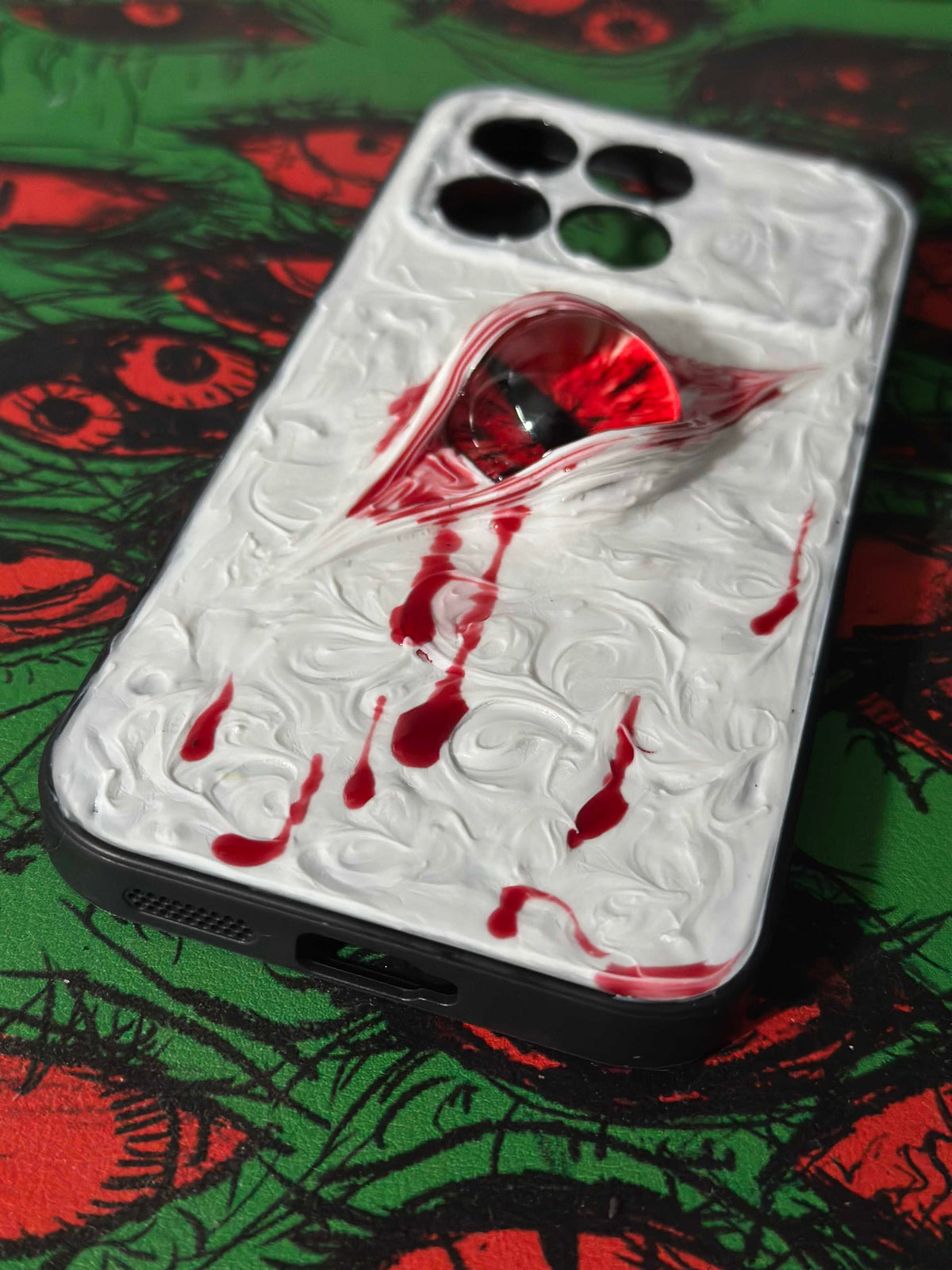 "Blood Tears" Handmade 3D Phone Case | Gothic Horror Weeping Eye Art | Custom Texture... - Crux Jewelry product image 4