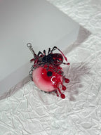 Red Tentacle Heart Layered Necklace - Silver Spider & Cross Charms - Crux Jewelry product photo