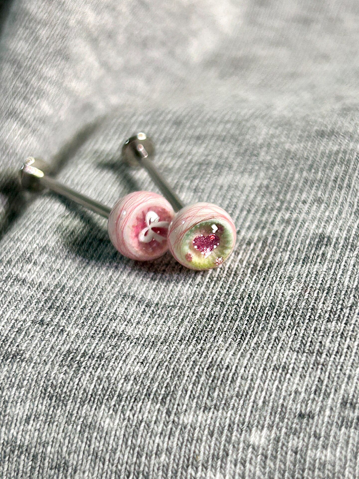 Handcrafted Titanium Dark Coquette Eyeball Piercing | Pastel Goth Labret Stud - Crux Jewelry product image 3