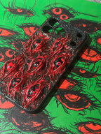 Uchiha Nightmare: Handmade Red Flesh Case with Multiple Sharingan Eyes (3D Texture) - Crux Jewelry product image 3