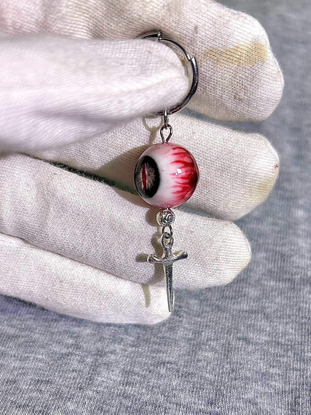 Vampire's Gaze | Gothic Bloodshot Slit Pupil Dagger Earrings - Crux Jewelry product image 3