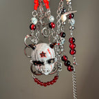 Occult Vampire Demon Doll Face Necklace - Bloody Pentagram, Fangs & Heavy Chains With... - Crux Jewelry product image 5