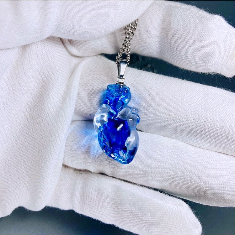 "Frozen Soul" Translucent Blue Heart Necklace - Ice Resin Pendant - Crux Jewelry product image 5