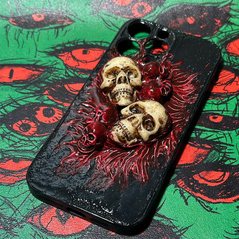 "Eternal Decay" 3D Realistic Skull Phone Case | Handmade Gothic Dripping Texture Art - Crux Jewelry product image 1