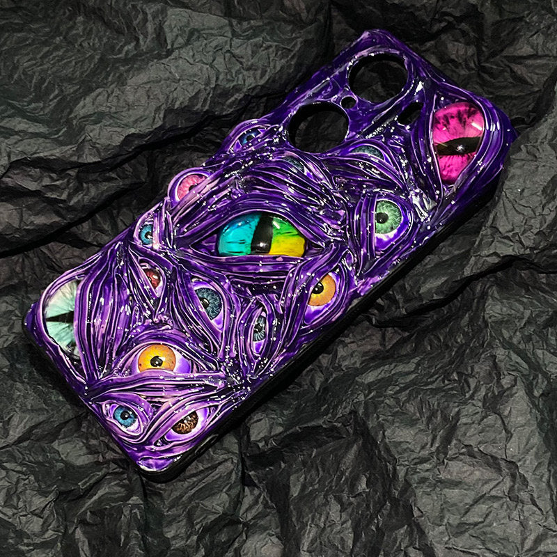 "Prismatic Void" 3D Slime Phone Case | Holographic Dragon Eye & Wet Texture Art - Crux Jewelry product image 2