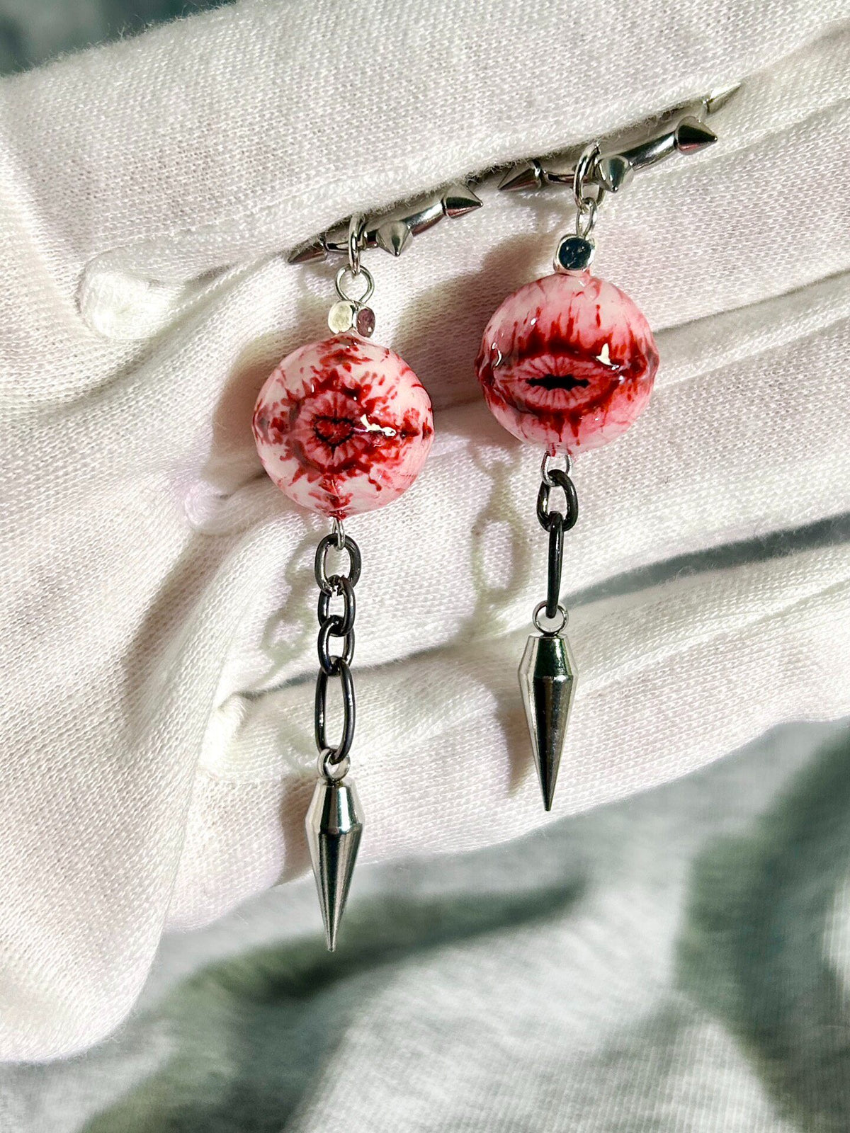 Flesh and Blood | Macabre Body Horror Spike Drop Earrings - Crux Jewelry product image 1